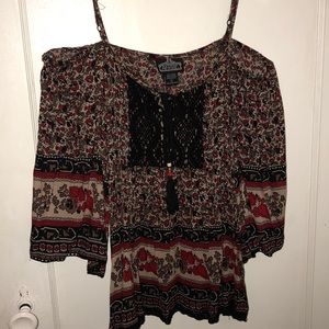 Bohemian cold shoulder blouse